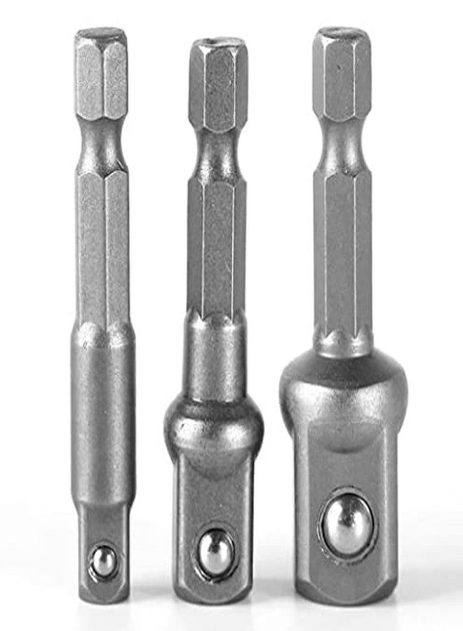 MLD Power Hand Tools Driver Extension Socket Adapter Sets,1/4 Inch Hex Shank to Drive 1/4" 3/8" 1/2" for Drill CR-V Quick Change Nut Driver Socket Bit Set Adapter 3-Piece(metal,Color-Multi) - Image 1