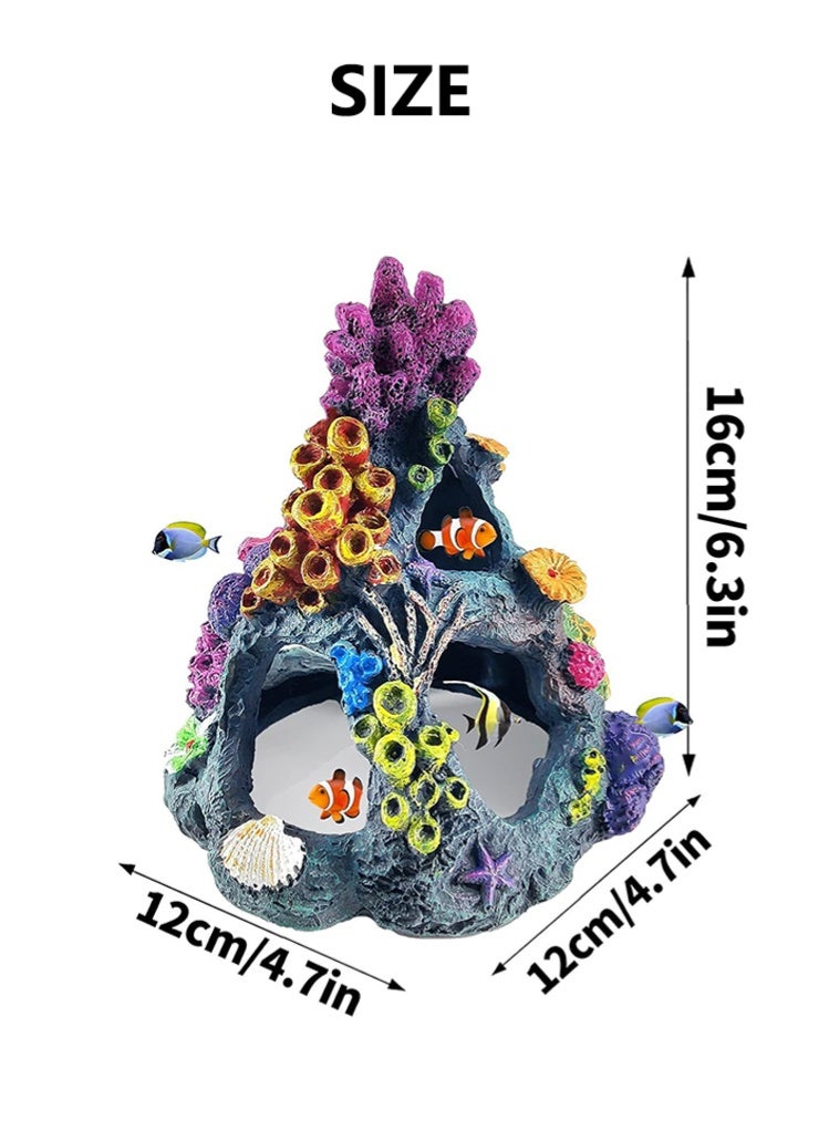 ديكور حوض السمك من الراتنج الصديق للبيئة زينة حوض أسماك على شكل جبل مرجاني واقعي مخبأ لأسماك البيتا والذهبية - غير سام - Image 5