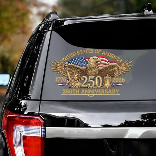 KATINAT 2Pcs 250 Anniversary USA Stickers, American Eagle 1776–2026 Vinyl for Car, Truck, Window, Laptop, 250 Years American Independence, 250 Anniversary USA Merchandise Teacher Appreciation Gifts - Image 4