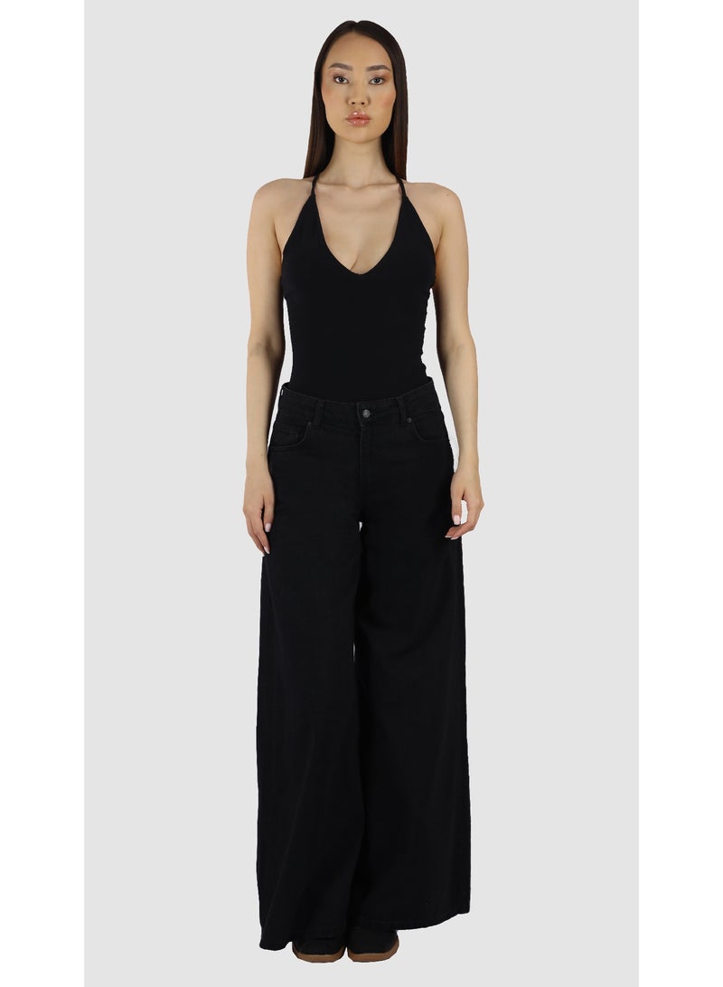 KYVELi High-Waist Wide-Leg Jeans - Black - Image 2