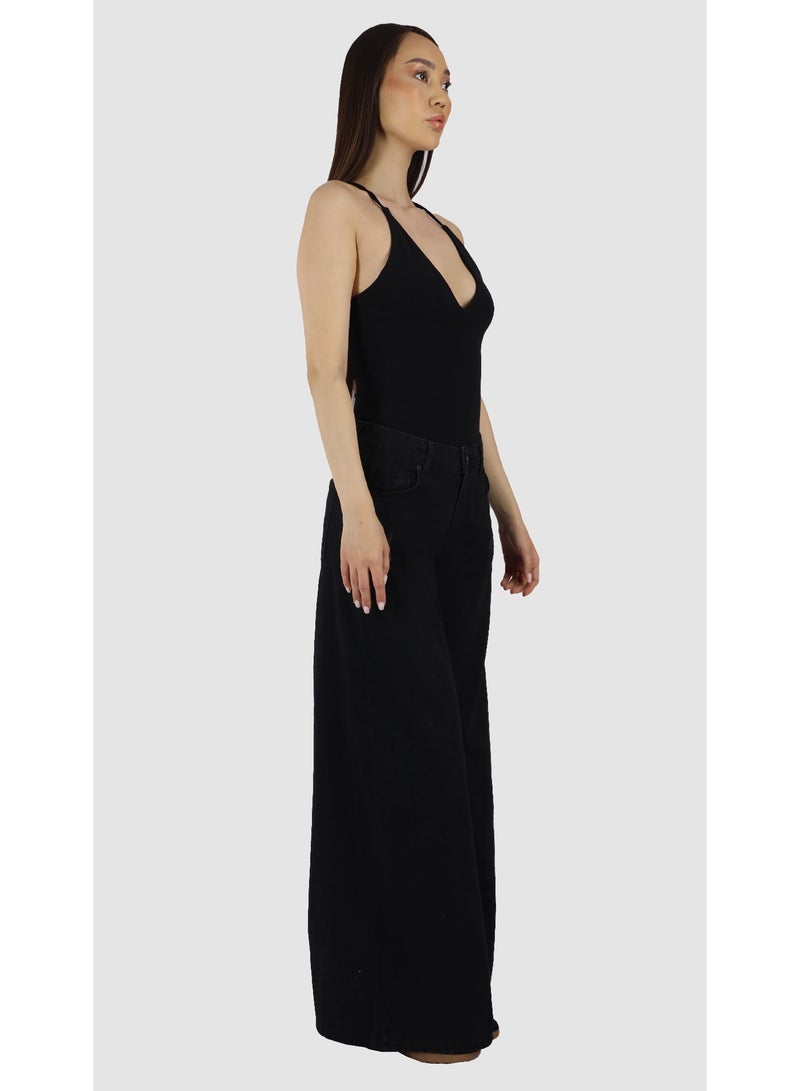 KYVELi High-Waist Wide-Leg Jeans - Black - Image 3