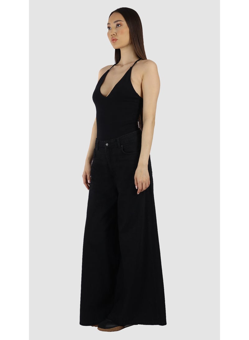 KYVELi High-Waist Wide-Leg Jeans - Black - Image 5