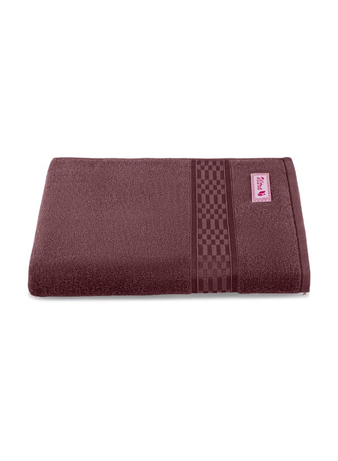 BYFT Home Ultra (Burgundy) Premium Cotton Bath Towel (70 X 140 Cm-Set Of 1) Highly Absorbent, High Quality Bath Linen With Checkered Dobby 550 Gsm - Image 2