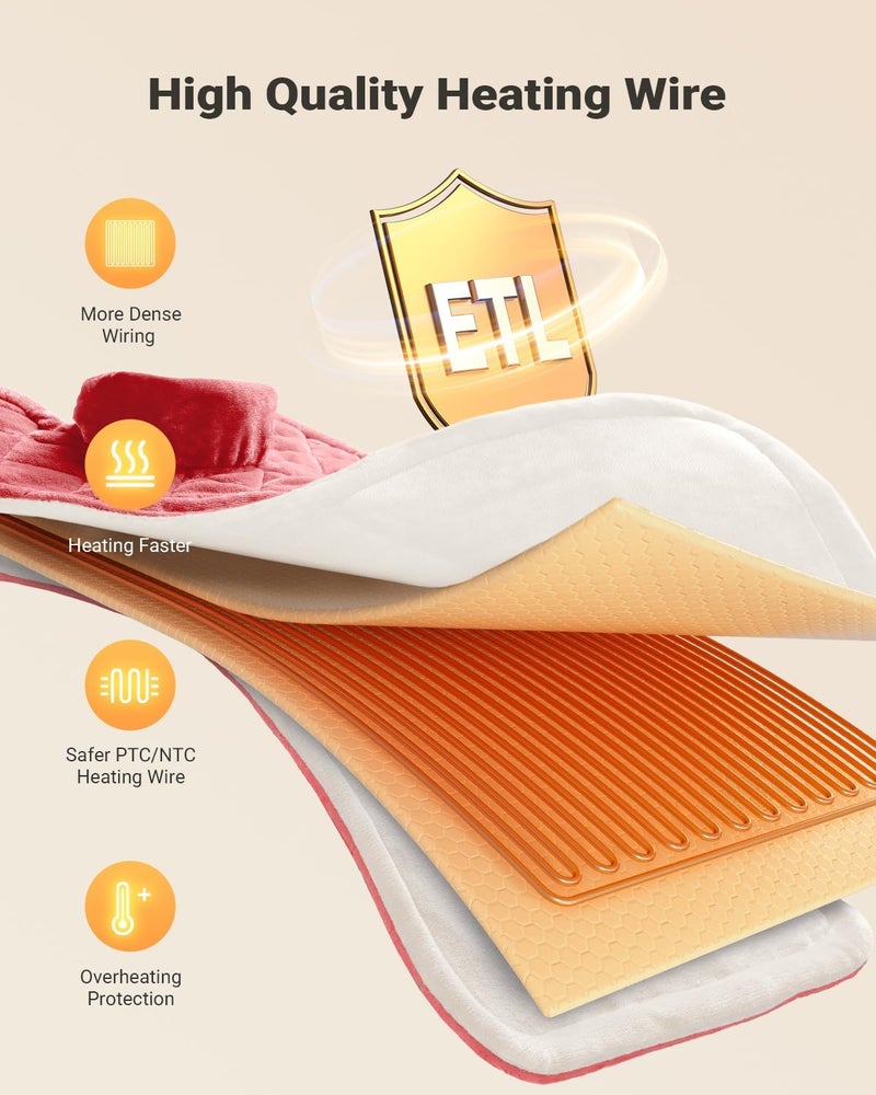 iDOO Electric Weighted Heating Pad for Back, Neck & Shoulders | 6 Heat Levels, 3 Timers, FSA Eligible Items, Birthday Gift for Men & Women, 24 x 33-inches - Image 2