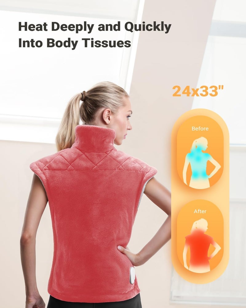 iDOO Electric Weighted Heating Pad for Back, Neck & Shoulders | 6 Heat Levels, 3 Timers, FSA Eligible Items, Birthday Gift for Men & Women, 24 x 33-inches - Image 1