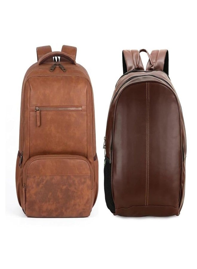 Treggo Premium Anti Theft Faux Leather Laptop Backpack Combo Set for Men & Women, Brown 2 Piece Laptop Bags, Professional Office Business Travel Backpack with Multi Compartments, Durable Work Bag Set - Image 1