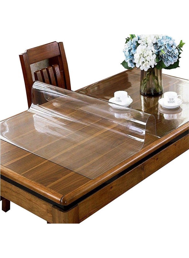 MYOYAY 2Mm Thick Clear Table Cover Protector 40 X 79 Inch Plastic Tablecloth Wipeable Pvc Protecting Mat For Writing Desk Coffee Table Countertop  - Image 2