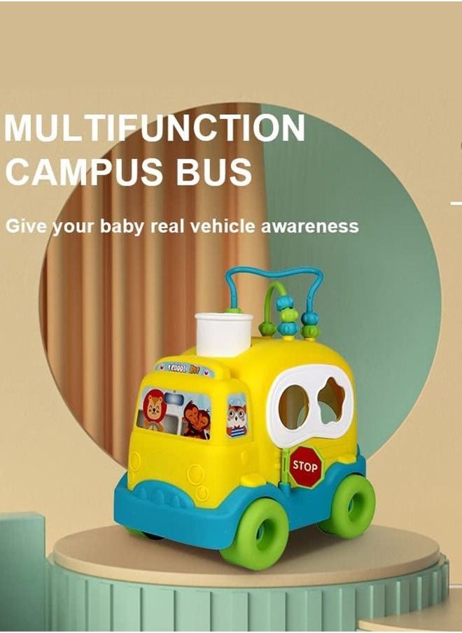 BAYBEE Shape Sorting Push Pull Bus Toys for Kids Baby Sorting Toys with Different Shapes Blocks Smooth Wheels Pull Along Toys Learning Sorting Blocks Toys for Toddlers 1 2 3 Years Boy Girl  - Image 4