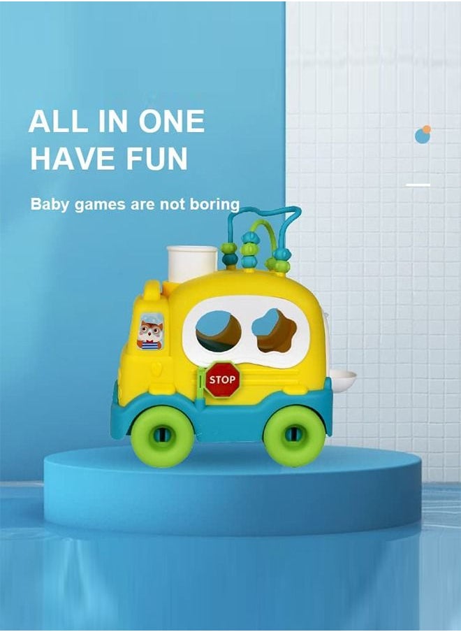 BAYBEE Shape Sorting Push Pull Bus Toys for Kids Baby Sorting Toys with Different Shapes Blocks Smooth Wheels Pull Along Toys Learning Sorting Blocks Toys for Toddlers 1 2 3 Years Boy Girl  - Image 2