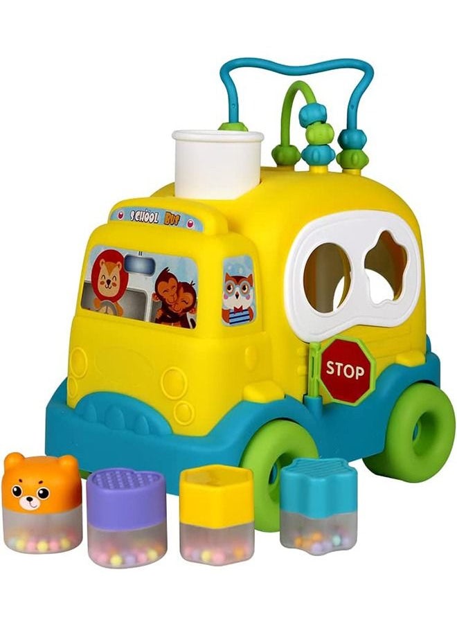 BAYBEE Shape Sorting Push Pull Bus Toys for Kids Baby Sorting Toys with Different Shapes Blocks Smooth Wheels Pull Along Toys Learning Sorting Blocks Toys for Toddlers 1 2 3 Years Boy Girl  - Image 1