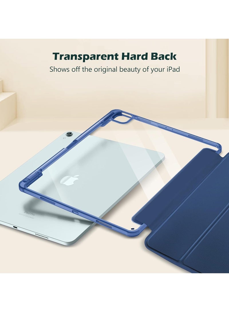 Raxoom iPad Air 13 2024 M2 & iPad Pro 12.9 6th/5th/4th/3rd Case, 2024 iPad Air 13 Case, 13 iPad Air 2024 Case with Acrylic clear Transparent Back, Shockproof TPU Edge, Pencil Holder Cover Navy Blue - Image 3
