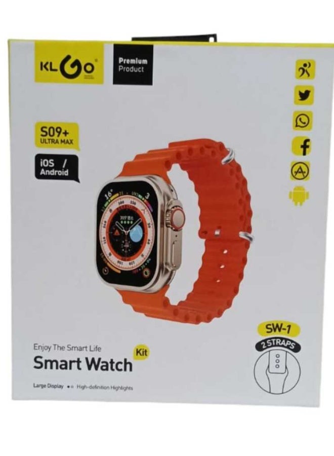 ساعة KLGO S09 Ultra Max الذكية بشاشة كبيرة عالية الدقة سوارين مختلفين للتغيير مراقبة مقاييس الصحة - Image 1