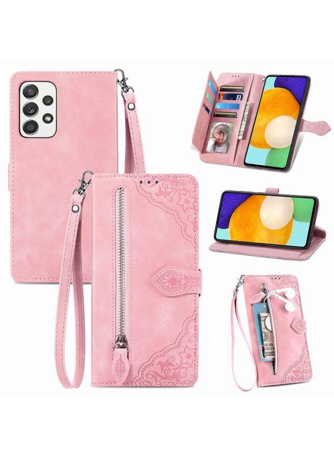 S-TOP Case For Samsung Galaxy A52s 5G Embossed Flower Shockproof Leather Phone Case - Image 1