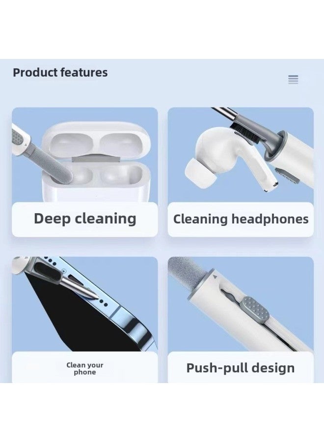 Second-generation Bluetooth Headset Cleaning Pen Push-pull Multi-function Earplug Mobile Phone Computer Keyboard Cleaning Dust Removal Artifact-Color:White (pearl Bag)  - Image 2