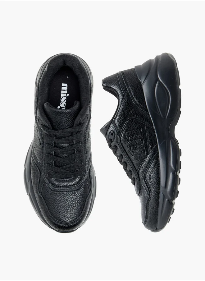 ميسي Women's Monogram Embossed Sneakers with Lace-Up Closure
