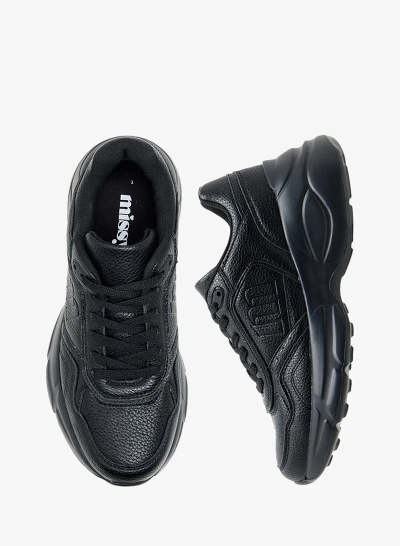 MISSY Women's Monogram Embossed Sneakers with Lace-Up Closure