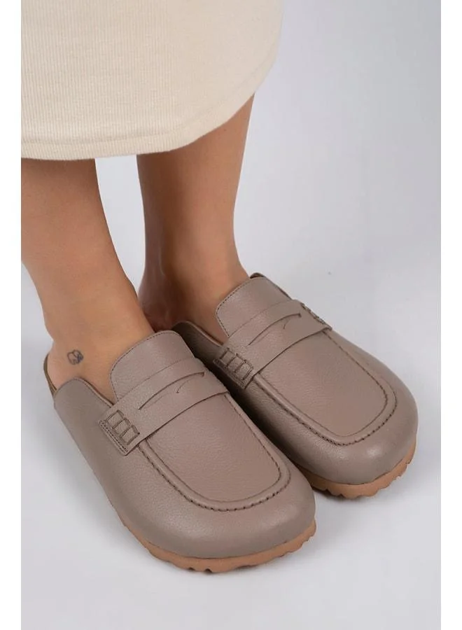 Lori Women's Genuine Leather Slippers in Mink - Brown