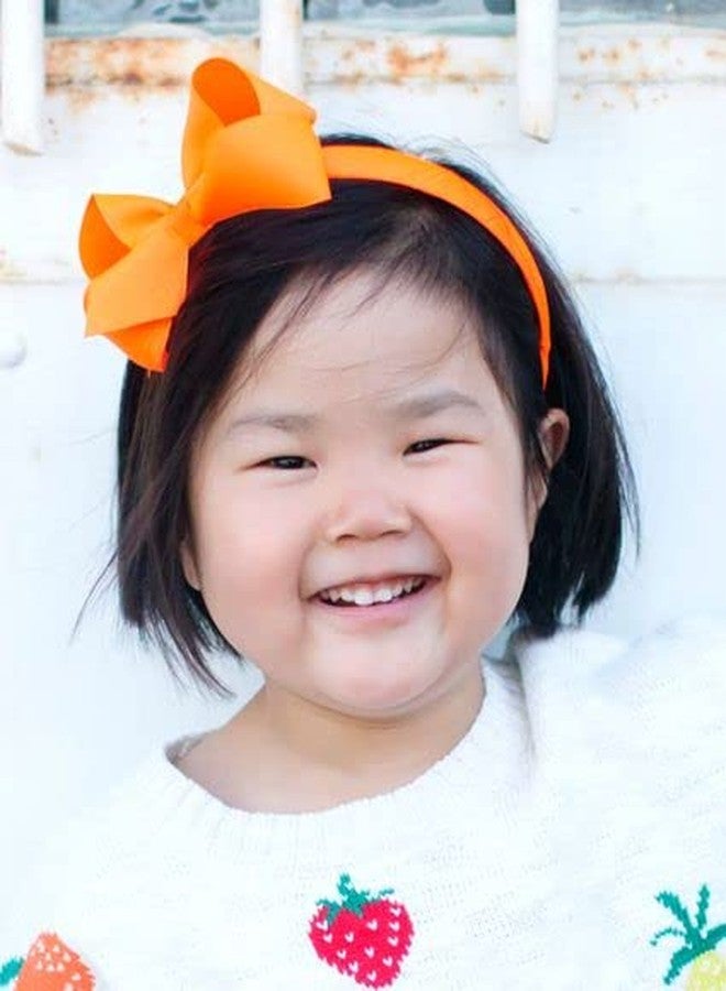 Wee Ones Girls' Classic Grosgrain Hair Bow on a Wrapped Headband, Stylish For All Hair Types, Medium Bow, White - Image 3