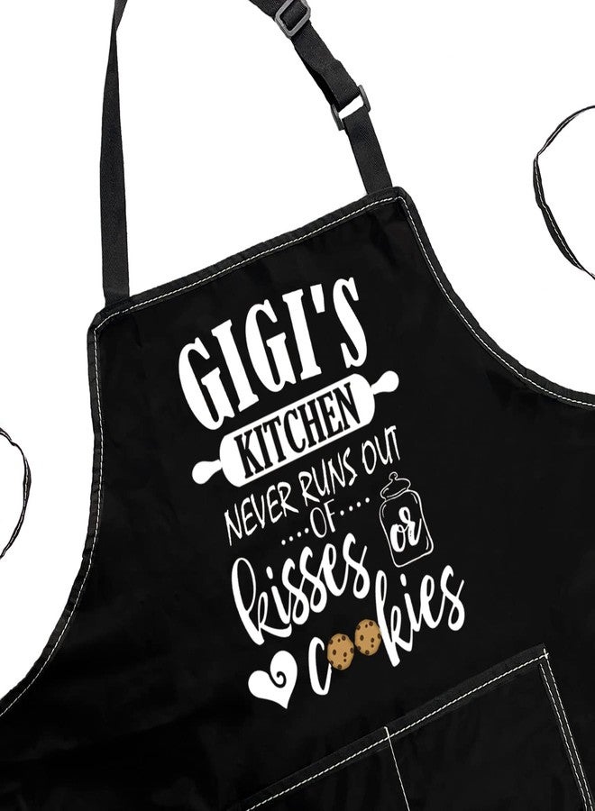 POFULL Gigi Cooking Gift Gigi Kitchen Apron Gigi's Kitchen Never Runs Out Of Kisses and Cookies (Gigi's Kitchen Apron) - Image 2