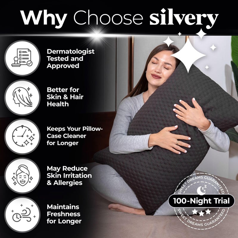 Silvery Memory Foam Bed Pillow - Patent-Pending Self-Cleaning Technologyâ„¢ for Hygienic Sleep - Cooling Hypoallergenic Adjustable Pillows for Side, Back & Stomach Sleepers - Image 3