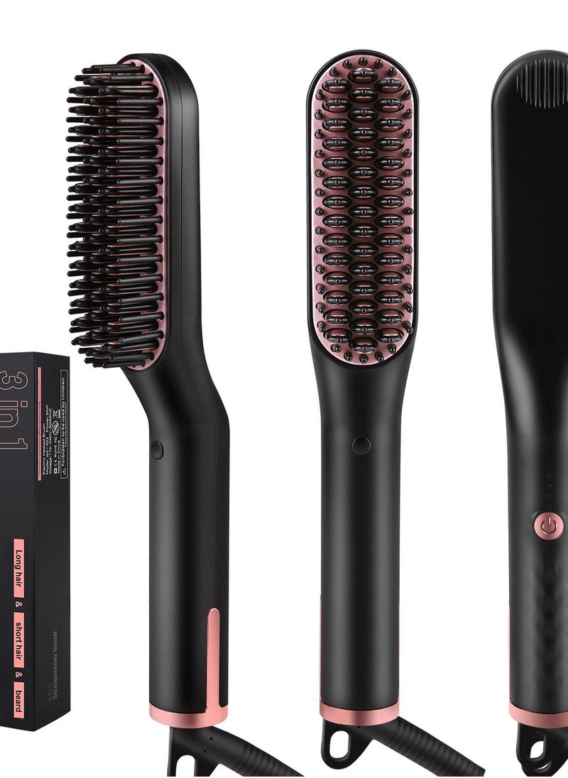 Captaintech 3-in-1 Hair Straightening Brush Black  - Image 1
