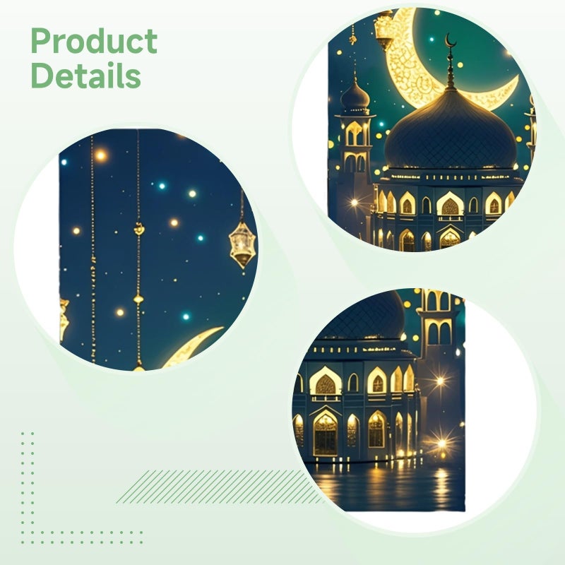 Large Ramadan Door Banner 90x180 Cm Islamic Backdrop With Golden Castle Star Moon - Image 3