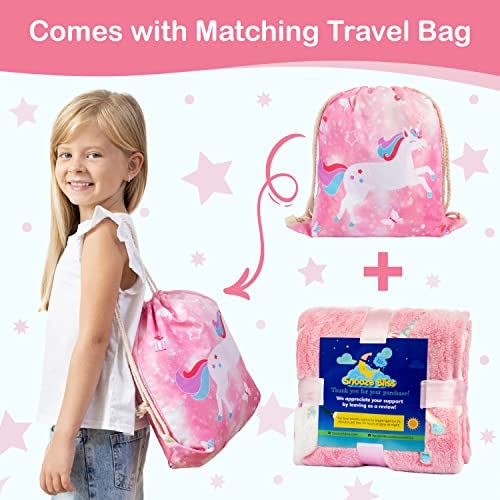 Snooze Bliss Glow in The Dark Unicorn Blanket for Girls – Soft Pink Fleece Throw. Great Christmas, Birthday, Baby, Toddler Unicorn Gifts for Girls, Fairy, Butterfly, Stars. Bright Long-Last Glow - Image 3