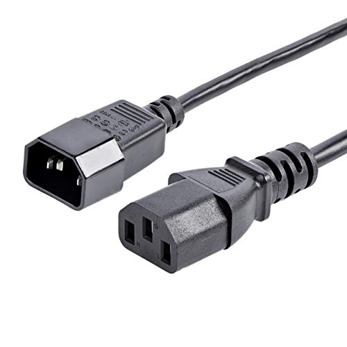 StarTech.com 6ft (2m) Power Extension Cord, C14 to C13, 10A 125V, 18AWG, Computer Power Cord Extension, IEC-320-C14 to IEC-320-C13 AC Power Cable Extension for Power Supply, UL Listed (PXT100) - Image 1