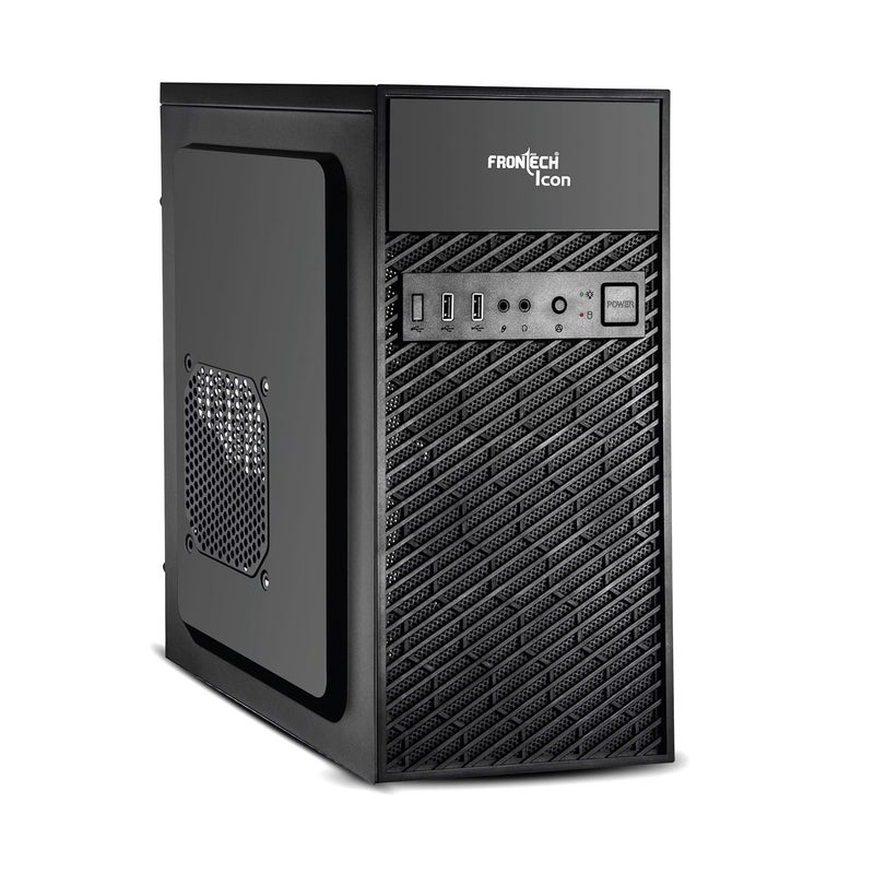 FRONTECH ICON Silver Series Cabinet/Computer Case with HD Audio | ATX/Mini ATX Compatible | 2 Front USB - 2.0| Front Audio| Ideal for Home/Office (FT-4371, Black) - Image 1