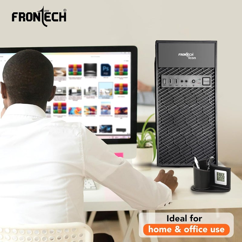 FRONTECH ICON Silver Series Cabinet/Computer Case with HD Audio | ATX/Mini ATX Compatible | 2 Front USB - 2.0| Front Audio| Ideal for Home/Office (FT-4371, Black) - Image 4