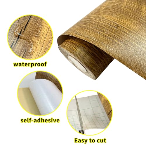 Teemall 10M Black Wood Grain Removable PVC Waterproof Border Wall Decor Removable Self Adhesive Kitchen Bathroom Tiles Sticker Wallpaper 4.2x390 (Yellow, 4" x 390") - Image 3