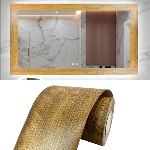 Teemall 10M Black Wood Grain Removable PVC Waterproof Border Wall Decor Removable Self Adhesive Kitchen Bathroom Tiles Sticker Wallpaper 4.2x390 (Yellow, 4" x 390") - Image 1