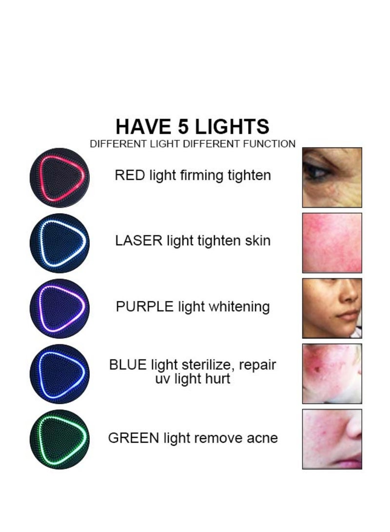 Rechargeable Waterproof Silicone Facial Cleansing Brush, Vibrating Exfoliator with 15 Modes & 5 Function Lights for Deep Cleansing and Massaging. Perfect for Exfoliation! - Image 5