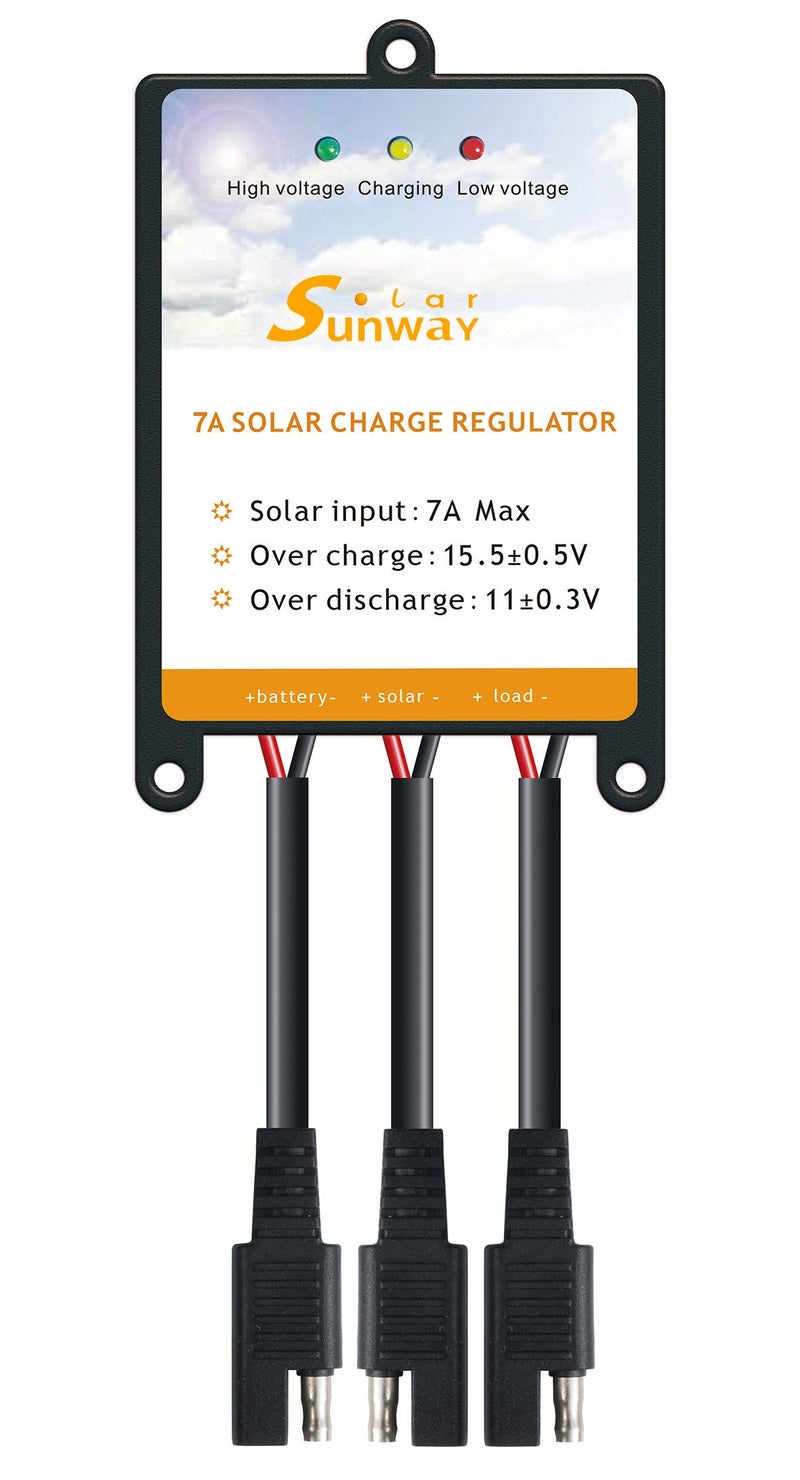 Sunway Solar Panels Charge Controller 12V Battery Regulator 7A for Safe Protection of 12Volt Solar Power Battery Charger Solar Trickle Charger  Maintainer and Solar Powered System Kit