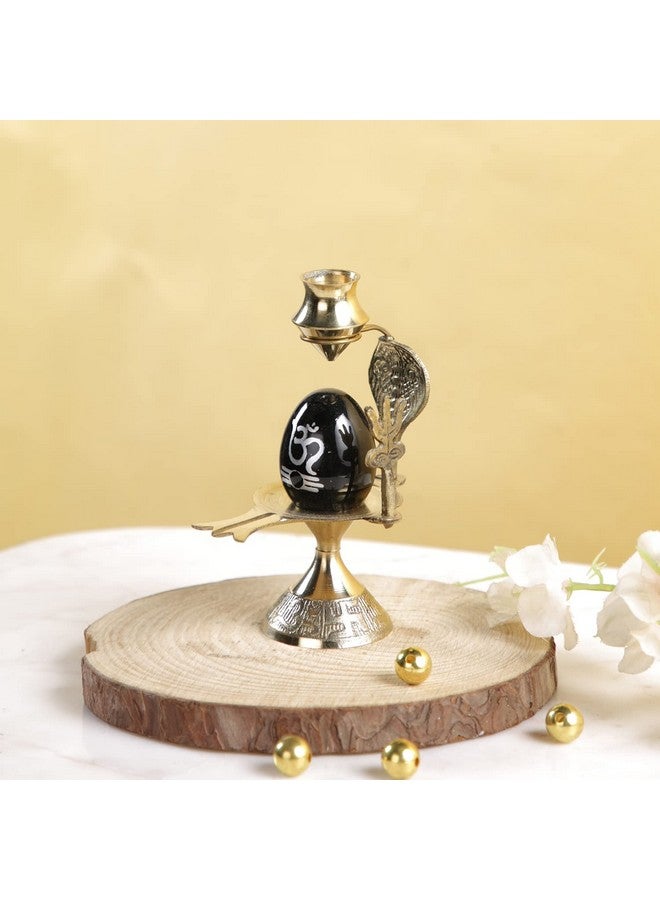 CraftVatika Shivling Idol Brass Sculpture Shiva Shivlingam Puja Abhishek Patra with Trishul and Nag Statue God Figurine Decor Gifts (3 x 2.6 x 4.7 Inches) - Image 2