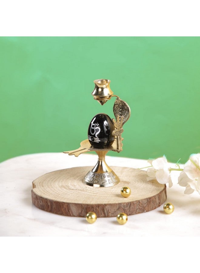 CraftVatika Shivling Idol Brass Sculpture Shiva Shivlingam Puja Abhishek Patra with Trishul and Nag Statue God Figurine Decor Gifts (3 x 2.6 x 4.7 Inches) - Image 1