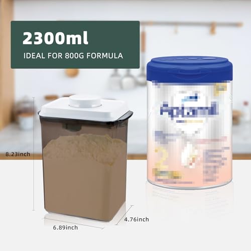 Tourdeus Formula Container to Go, 2300ml Airtight Baby Formula Dispenser with Spoon & Scraper, BPA-Free Travel Formula Holder for Powder, Pop-Top Milk Powder Storage, Large 800g Capacity, Brown - Image 5