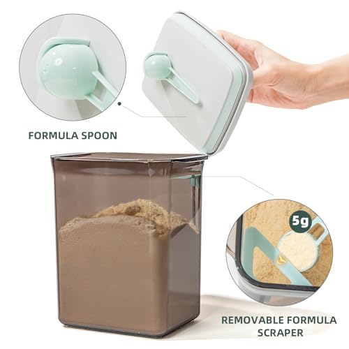 Tourdeus Formula Container to Go, 2300ml Airtight Baby Formula Dispenser with Spoon & Scraper, BPA-Free Travel Formula Holder for Powder, Pop-Top Milk Powder Storage, Large 800g Capacity, Brown - Image 4