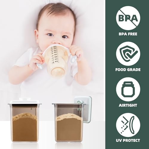 Tourdeus Formula Container to Go, 2300ml Airtight Baby Formula Dispenser with Spoon & Scraper, BPA-Free Travel Formula Holder for Powder, Pop-Top Milk Powder Storage, Large 800g Capacity, Brown - Image 2
