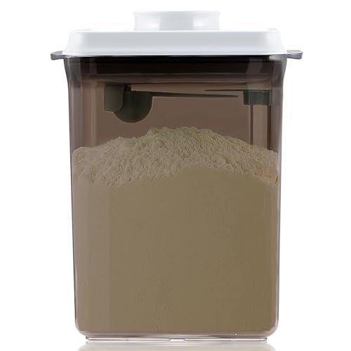 Tourdeus Formula Container to Go, 2300ml Airtight Baby Formula Dispenser with Spoon & Scraper, BPA-Free Travel Formula Holder for Powder, Pop-Top Milk Powder Storage, Large 800g Capacity, Brown - Image 1
