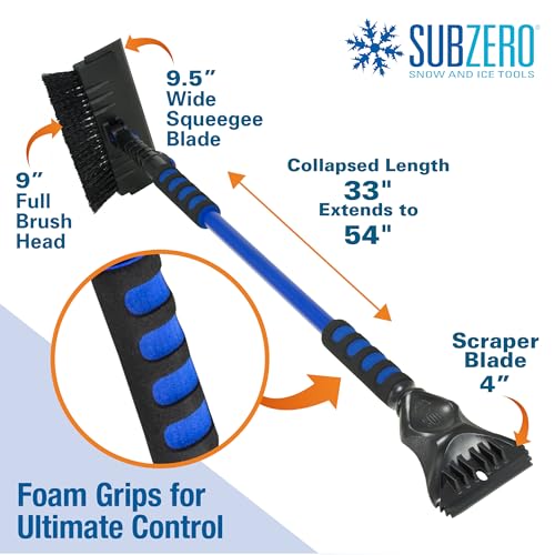 SubZero 14015 54" Avalanche Snowbroom for Truck, Car with Pivoting Brush Head and Squeegee - Image 3