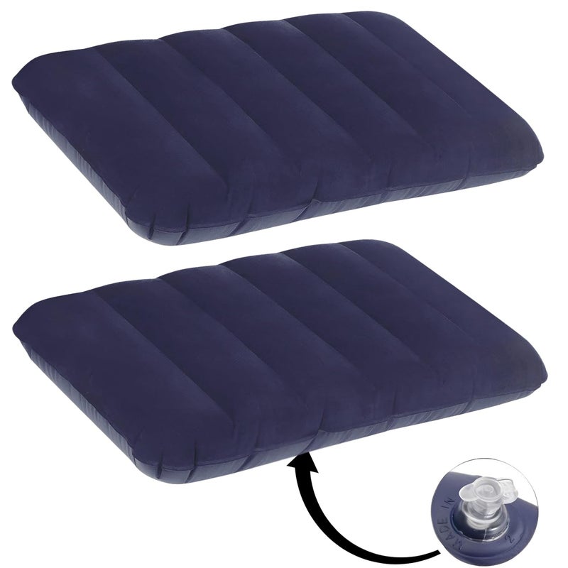 GUJISH Air Inflatable Travelling Pillow for Neck Back Support Lightweight Portable Washable Suitable to All Best for Home Office Airplane Cars and Camping Navy Blue Pack of 2 - Image 1