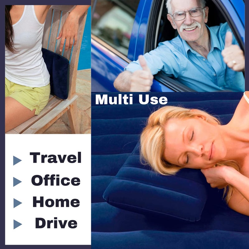 GUJISH Air Inflatable Travelling Pillow for Neck Back Support Lightweight Portable Washable Suitable to All Best for Home Office Airplane Cars and Camping Navy Blue Pack of 2 - Image 4