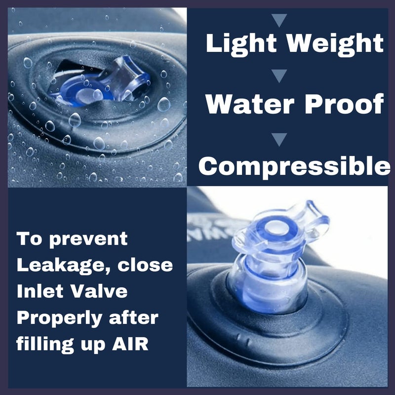 GUJISH Air Inflatable Travelling Pillow for Neck Back Support Lightweight Portable Washable Suitable to All Best for Home Office Airplane Cars and Camping Navy Blue Pack of 2 - Image 3