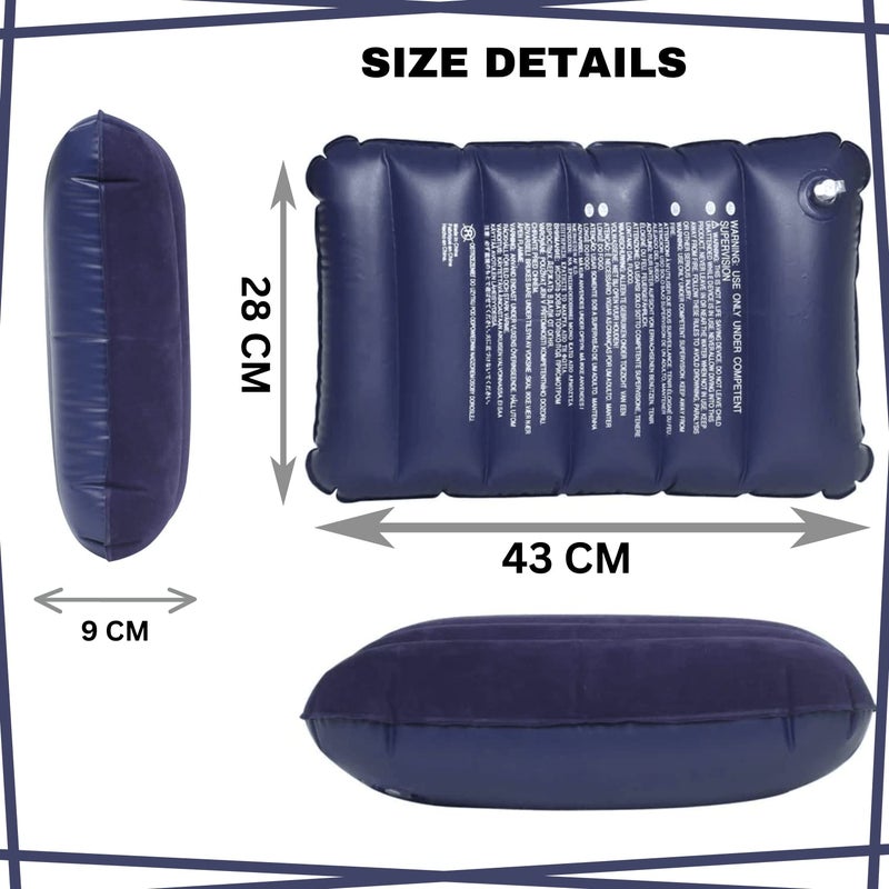 GUJISH Air Inflatable Travelling Pillow for Neck Back Support Lightweight Portable Washable Suitable to All Best for Home Office Airplane Cars and Camping Navy Blue Pack of 2 - Image 2