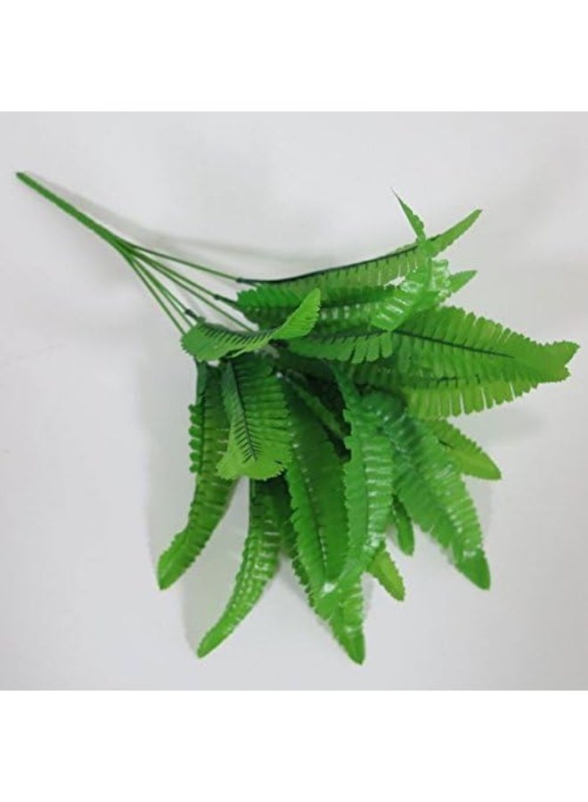 Leoyoubei Leoyoubei 4 Bunches 14 Ferns Artificial Boston Fern Bush PlantFaux Plant Shrubs Greenery Bushes Indoor OutsideHanging Basket Planter Decor for Home Garden Office Verandah Wedding Decor  - Image 2