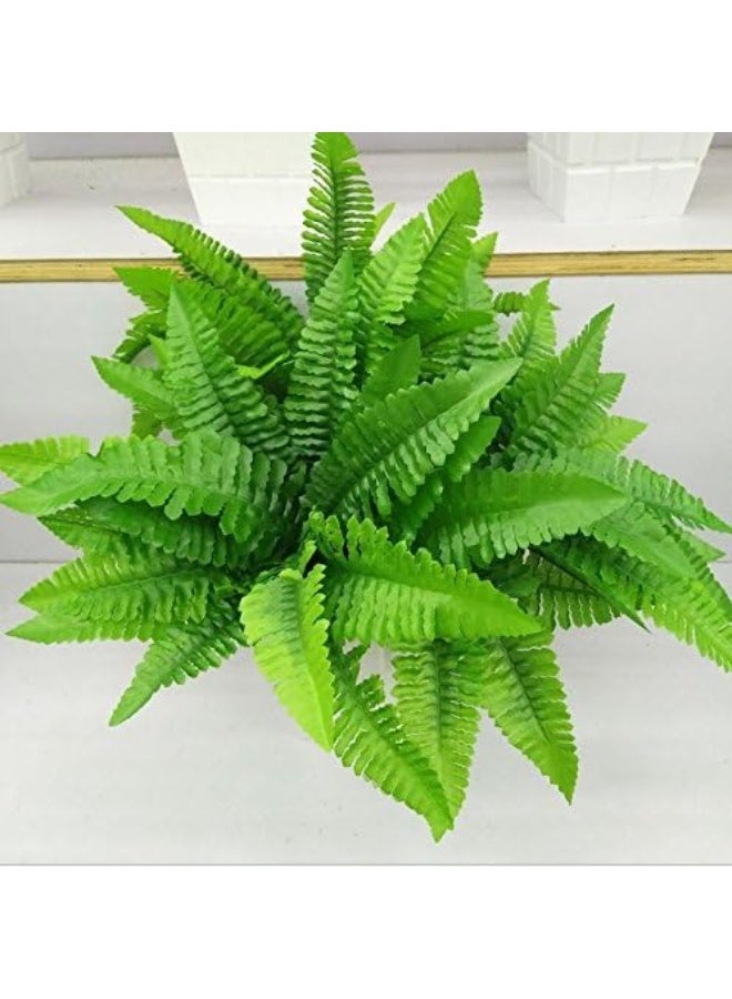 Leoyoubei Leoyoubei 4 Bunches 14 Ferns Artificial Boston Fern Bush PlantFaux Plant Shrubs Greenery Bushes Indoor OutsideHanging Basket Planter Decor for Home Garden Office Verandah Wedding Decor  - Image 3