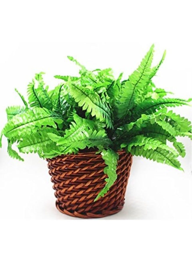 Leoyoubei Leoyoubei 4 Bunches 14 Ferns Artificial Boston Fern Bush PlantFaux Plant Shrubs Greenery Bushes Indoor OutsideHanging Basket Planter Decor for Home Garden Office Verandah Wedding Decor  - Image 5