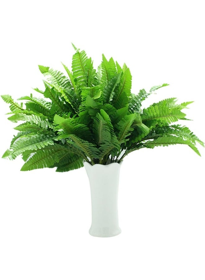 Leoyoubei Leoyoubei 4 Bunches 14 Ferns Artificial Boston Fern Bush PlantFaux Plant Shrubs Greenery Bushes Indoor OutsideHanging Basket Planter Decor for Home Garden Office Verandah Wedding Decor  - Image 4