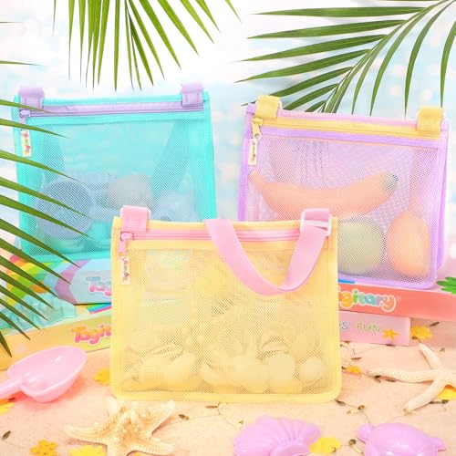Tagitary Beach Toys Mesh Beach Bags Sand Toys Kids Seashell Bag with ZipperOutdoor Toys Travel Summer Must Have Accessories for Boys and GirlsOnly Bags - Image 5